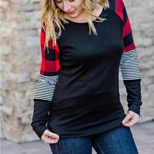 Plaid and stripes long sleeve